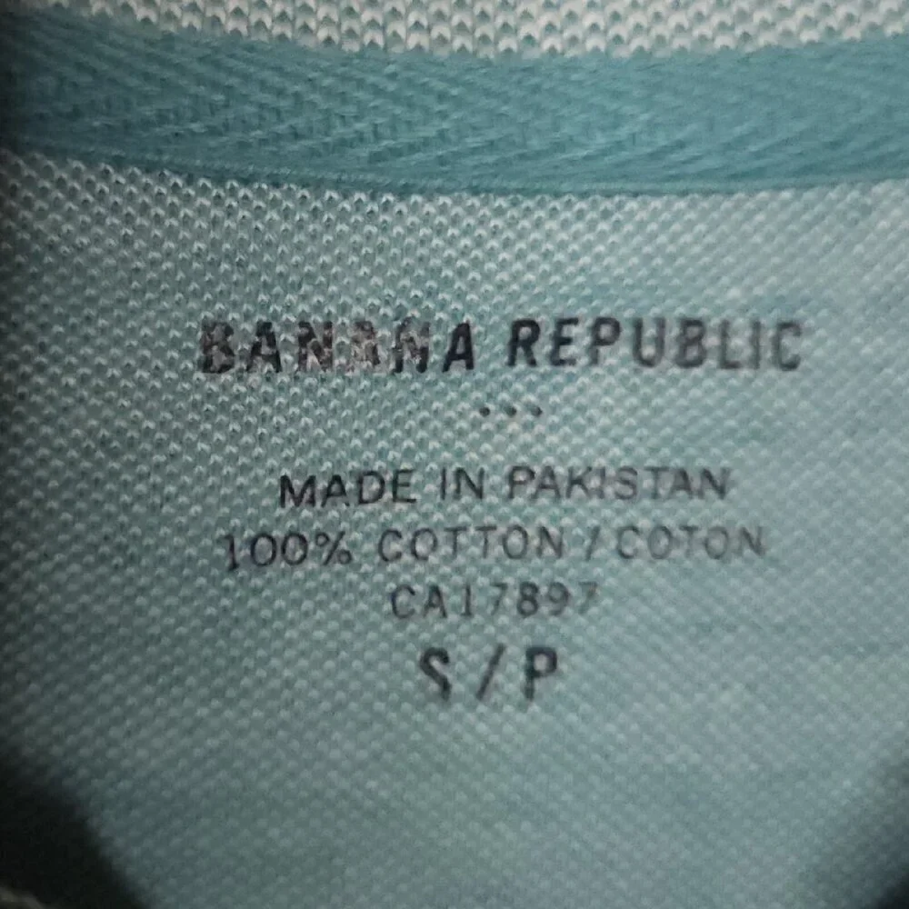 Banana Republic Mens Mint Green White Stripe Polo Small